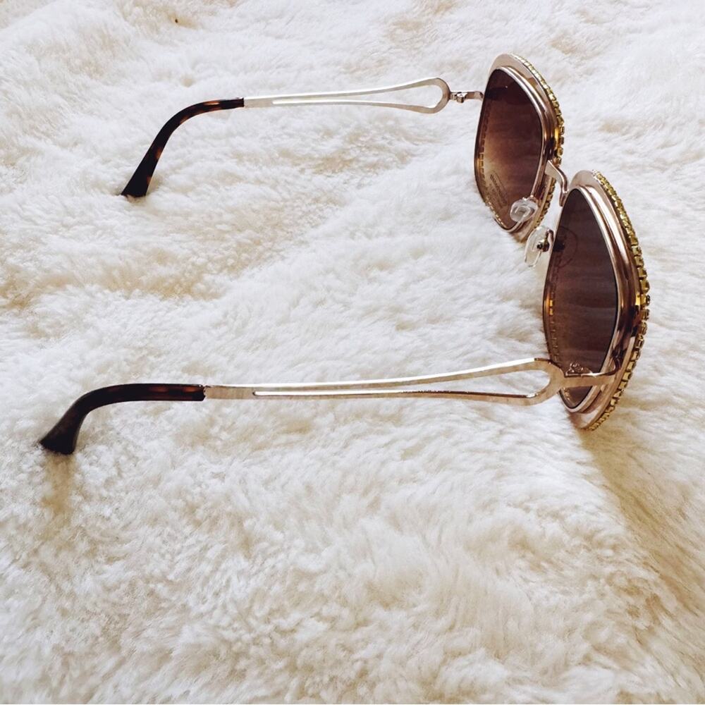 Avelina Brown Crystal Embellished Sunglasses - Picture 7 of 10